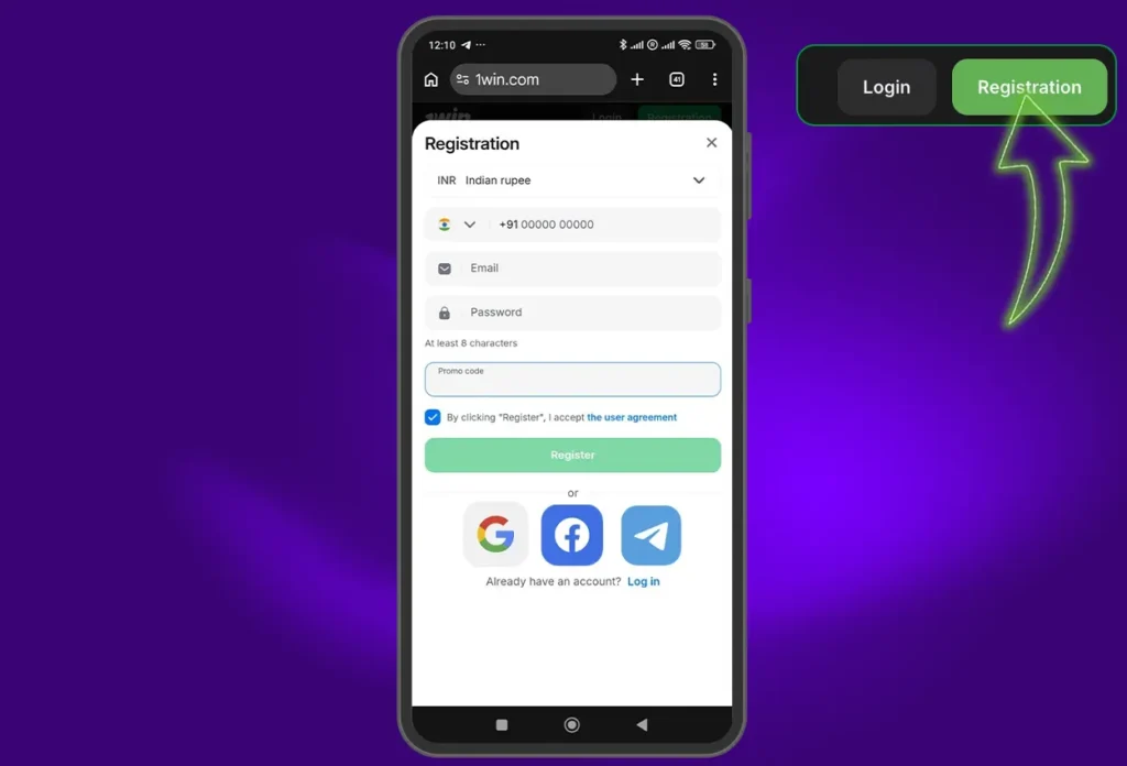 Register in the 1win India App